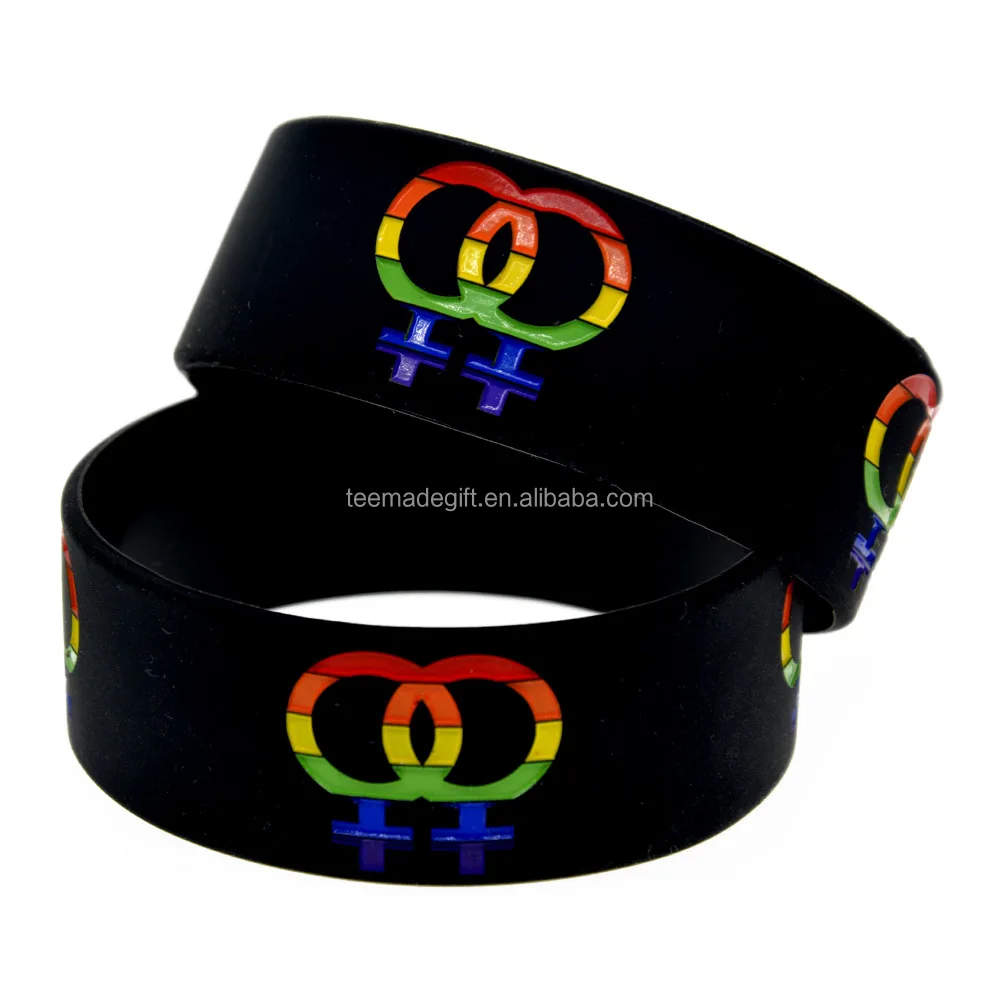 Promotion Gift Printed Gay Pride Silicone Wristband with Rainbow Color Bracelet For Gay Pride