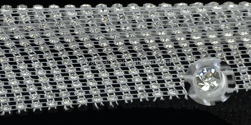 Scissor cut flexible stretch real crystal rhinestone trimming mesh ,24 rows cup chain diamond mesh trimming roll