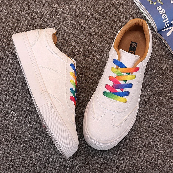 Colorful Rope Rainbow Cord Dacron Cord Polyester Rope Flat Shoe Lace Cord with Single Layer