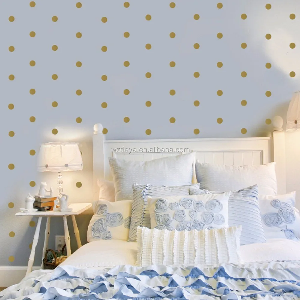 
Custom Gold polka dot diy wall decals nursery kids room removable vinyl paper wall art home decoration sticker 