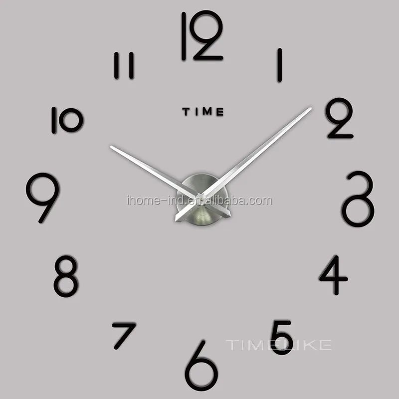 
large decorative wall clocks 3D diy wall clock big size mirror digital wall clock 