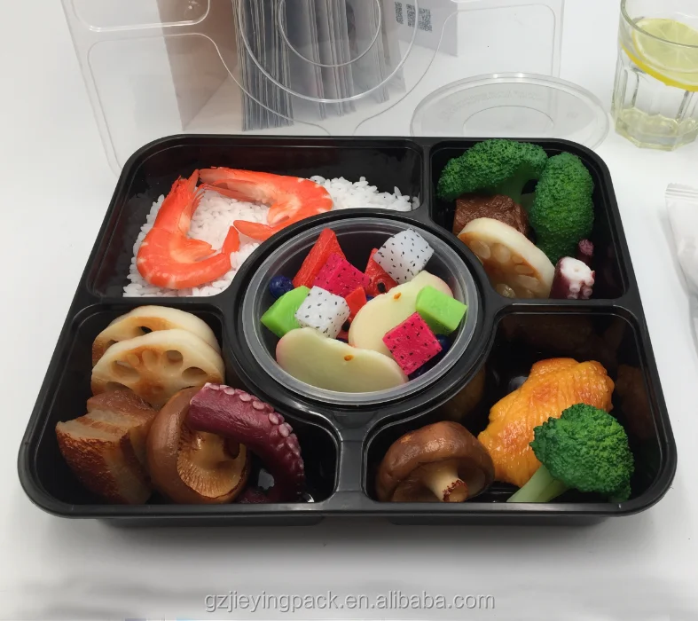 5+1 compartments bento box PP Storage disposable food grade plastic reusable container with bowl