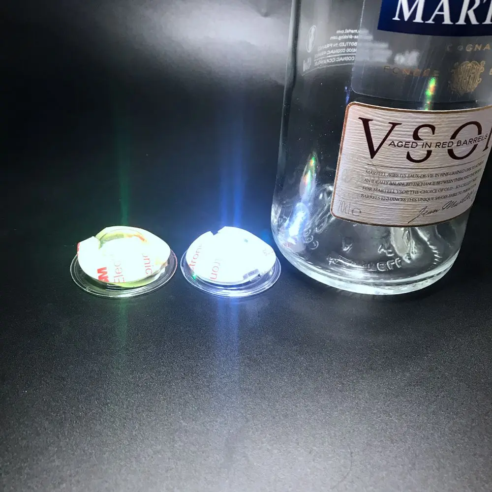 
Factory OEM LED bottle light adhesive LOGO sticker pad LED coaster waterproof LED bottle sticker for champagne Whiskey Vodka 