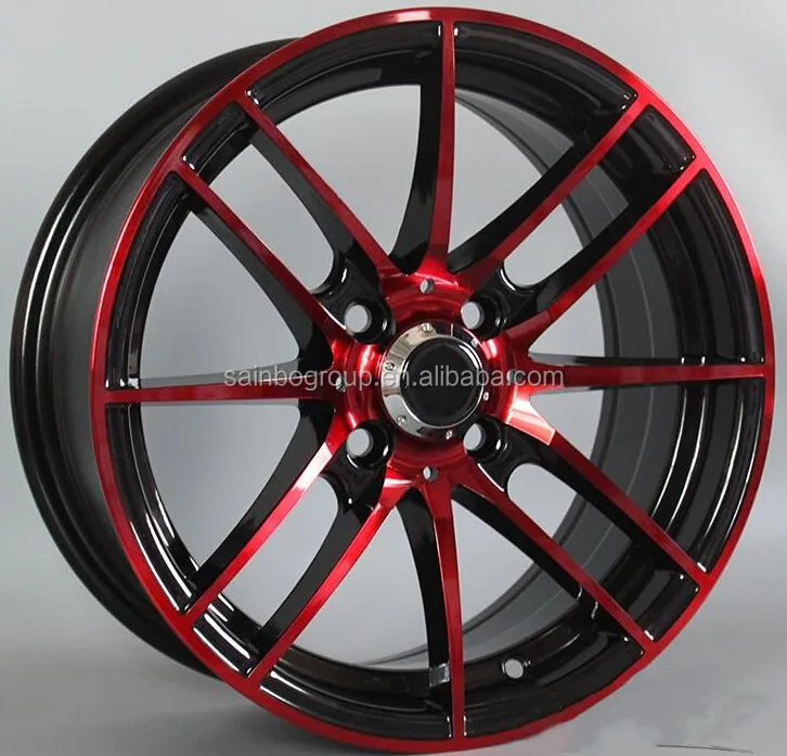 good quality red heart 15 inch 6.5 black and red line alloy wheel for car