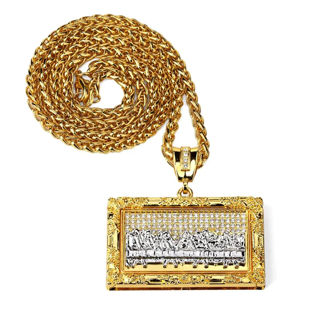 The last supper, Jesus necklace pendant, high quality thick 18 k gold plating hip hop jewelry YSS984