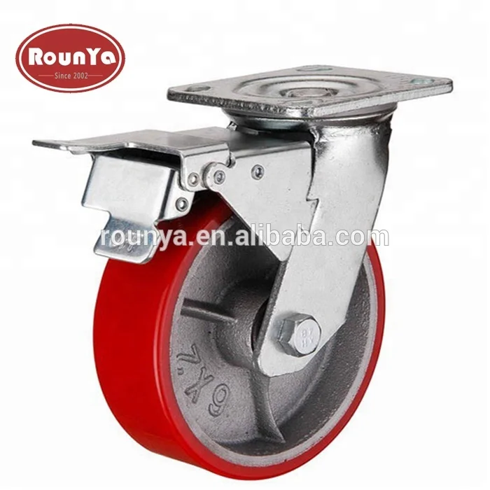 Heavy duty swivel plate casters 4 inch to 8 inch polyurethane caster wheel 880 lbs capacity