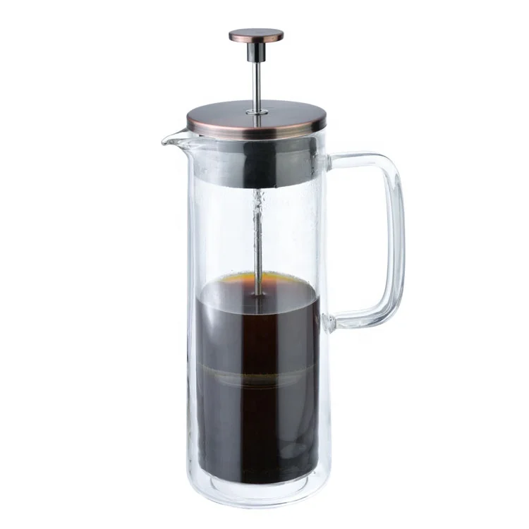 Double Wall French Press Coffee With Stainless Steel Coffee Plunger, Glass Tea Pot