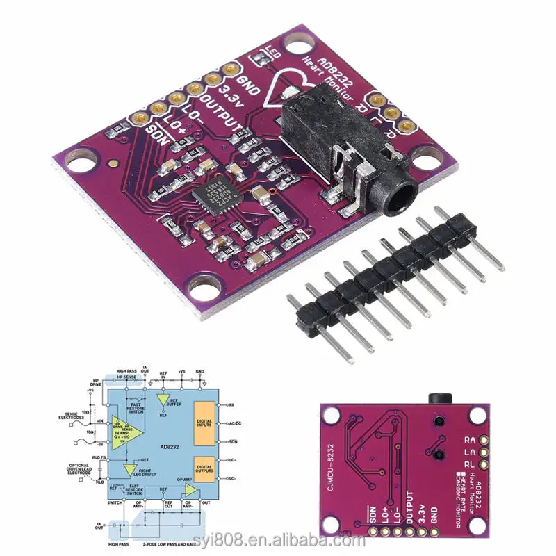 Благоприятная цена AD8232 модуль физиологического измерения Пульс ЭКГ монитор датчик платы