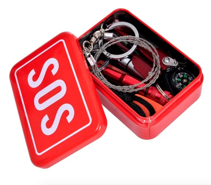 Outdoor survival tool emergency combination set life-saving box SOS self-rescue first aid box