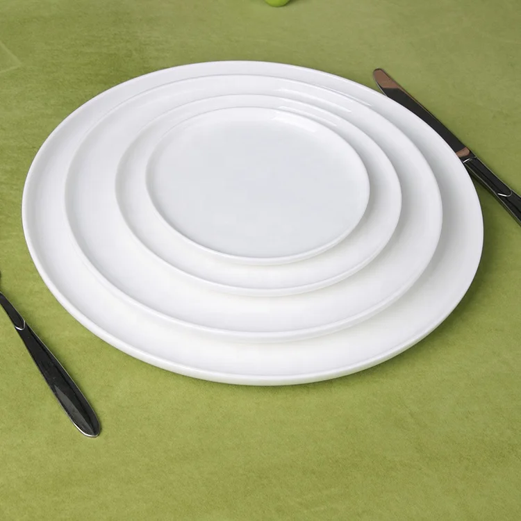 Hot sale flat round cheap white 10' ceramic dish charger  for restaurant