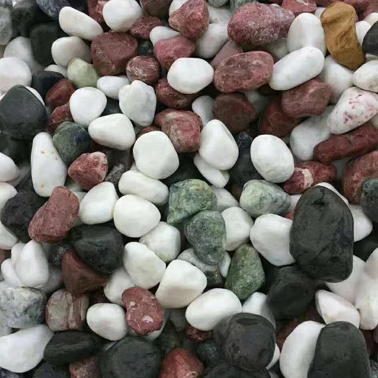 Outdoor Landscaping Cobble Garden Small Pebbles Tumbled Round Mixed Colored Gravel Paving Ballast Crushed Stone Chips For Sale