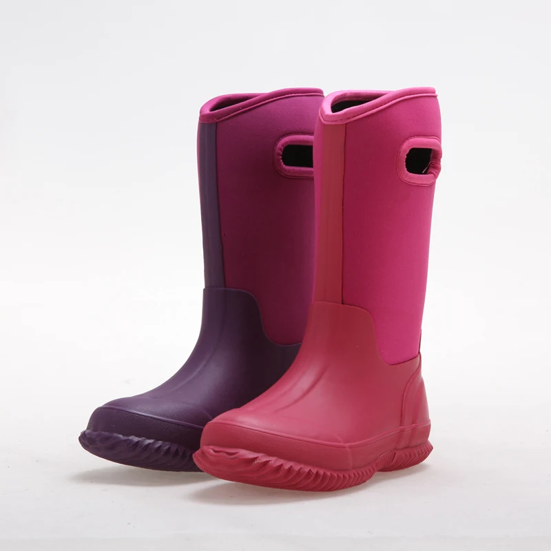 Children Kids Rain Boots Manufacturer Factory PVC Neoprene Cotton Fabric Customized OEM Unisex Rubber Waterproof Crock Boots