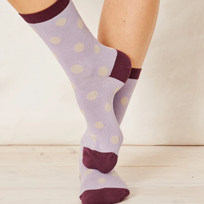 
High Grade Polka Dots Bamboo Pattern Socks, Custom Design Office Work Bamboo Fiber Womens Socks 