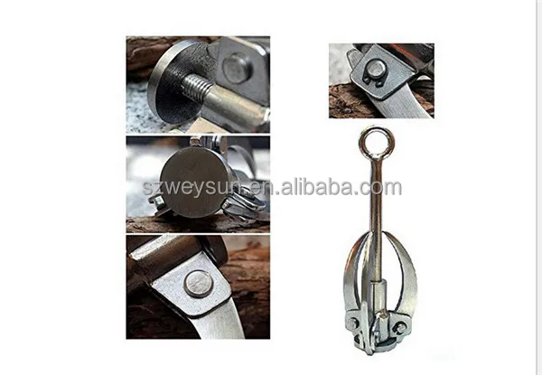 Wilderness Survival Carabiner Grappling Three Paws Hook