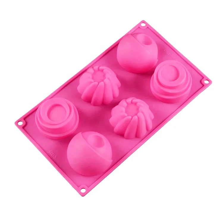BPA free  Non Stick Silicone Cupcake 6 Round Holes Shape Mold for Baking
