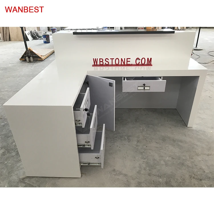 Hot Sale Acrylic White Office Furniture Clinic Restaurant Standing Reception Desk Cashier Counter