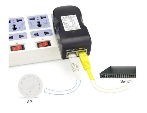  Адаптер питания power over Ethernet высокого качества 24 В 2 вилки 3 100 Мбит/с Инжектор PoE для США ЕС