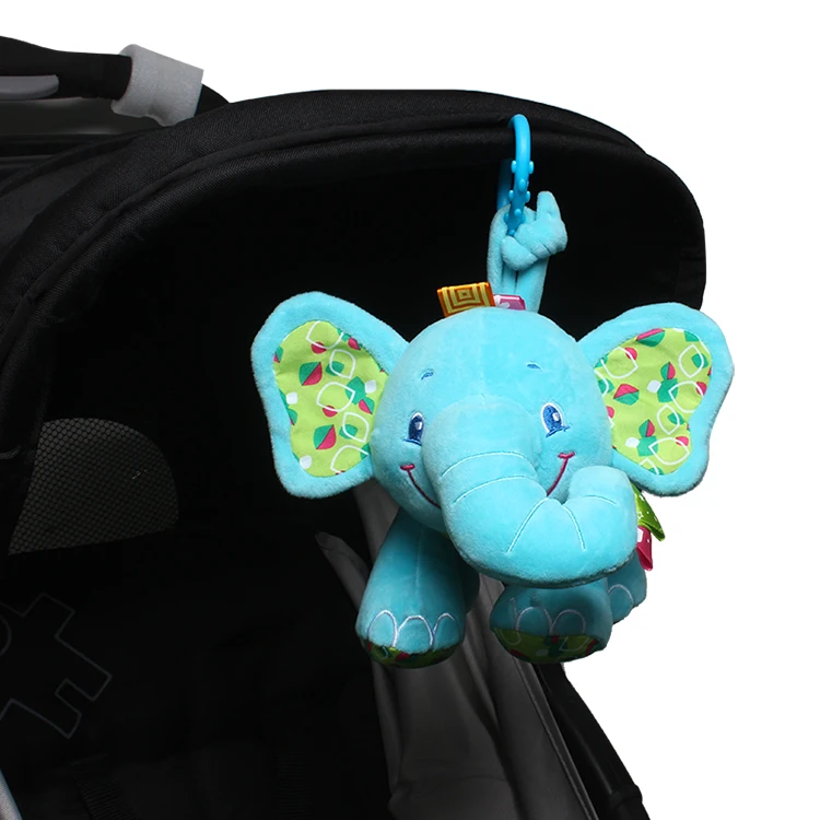 S013 EN71 Certification Cute Elephant Plush lullaby Pull String Musical Crib Hanging Baby Toy