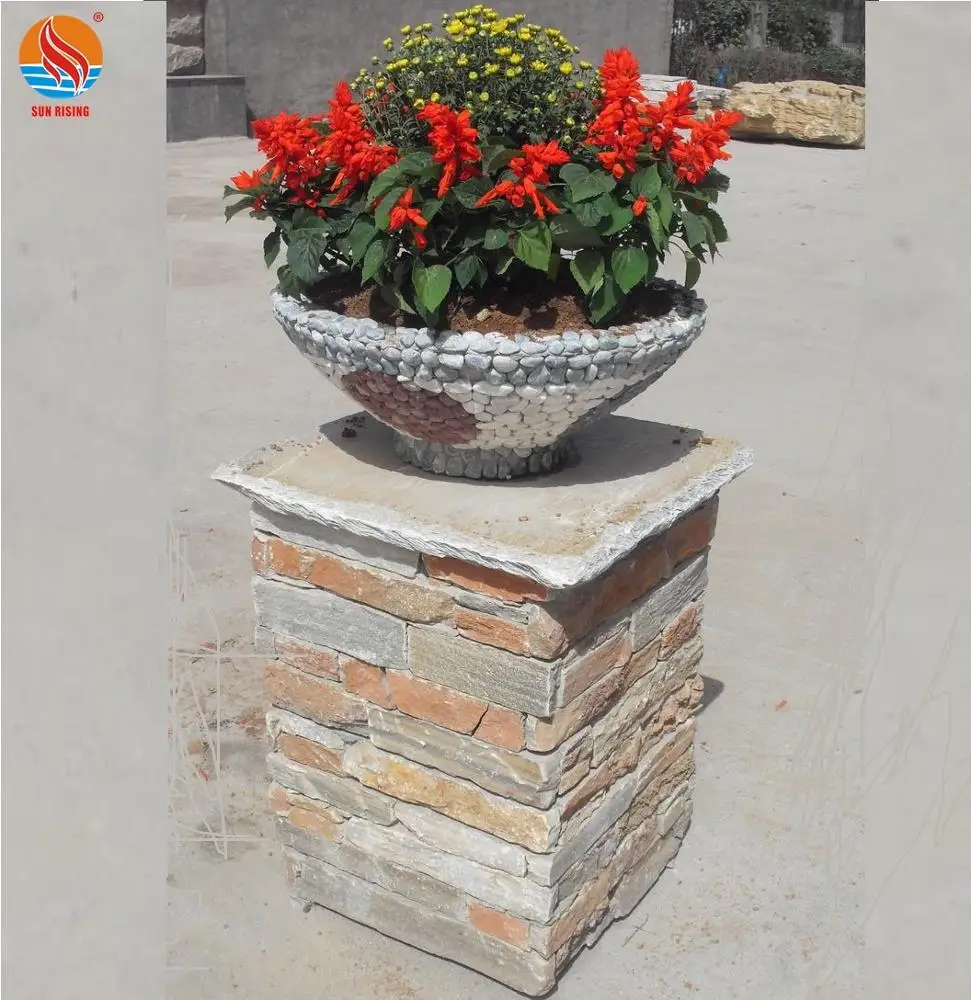 Cement Exterior Wall Stone Panel Golden Honey Slate Ledge Stone