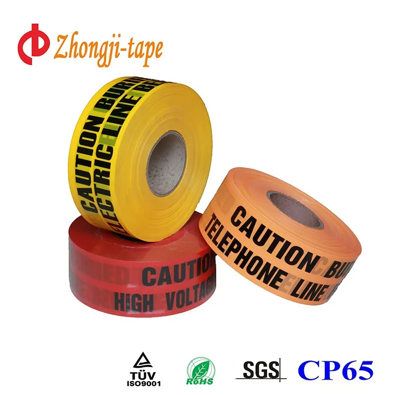 underground non-detectable warning tape printed Electric Cable below produced by zhongji.china