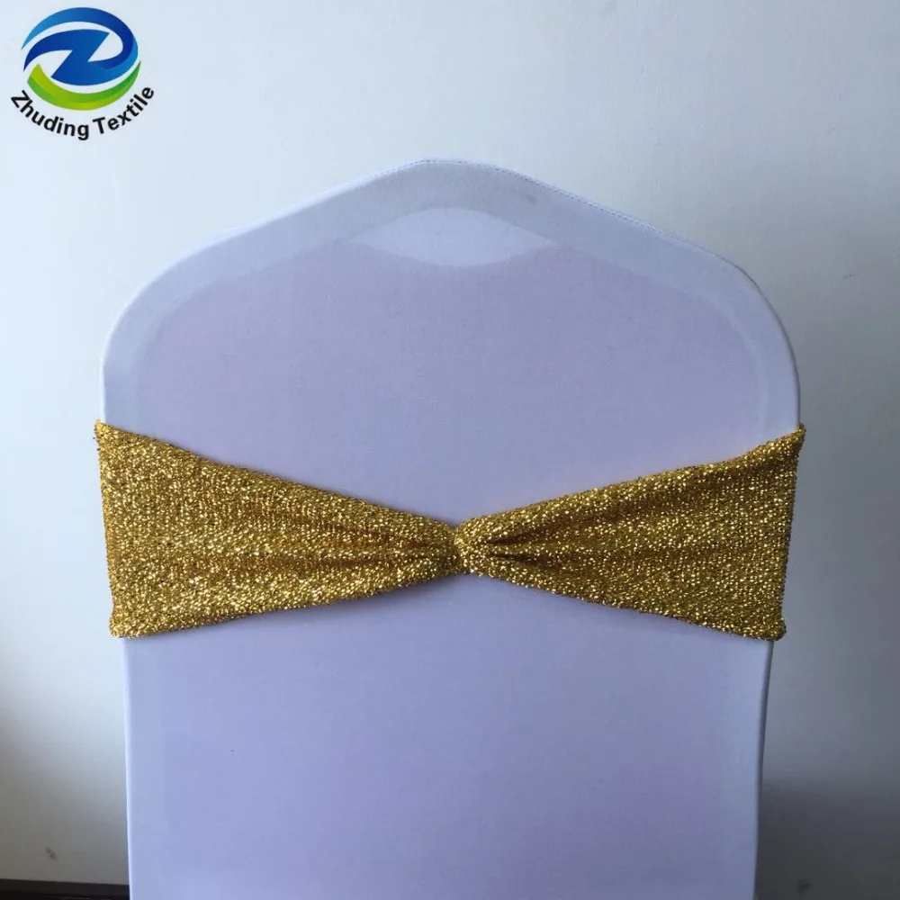 
New design glittering wedding decoration gold sequin chair sashes 