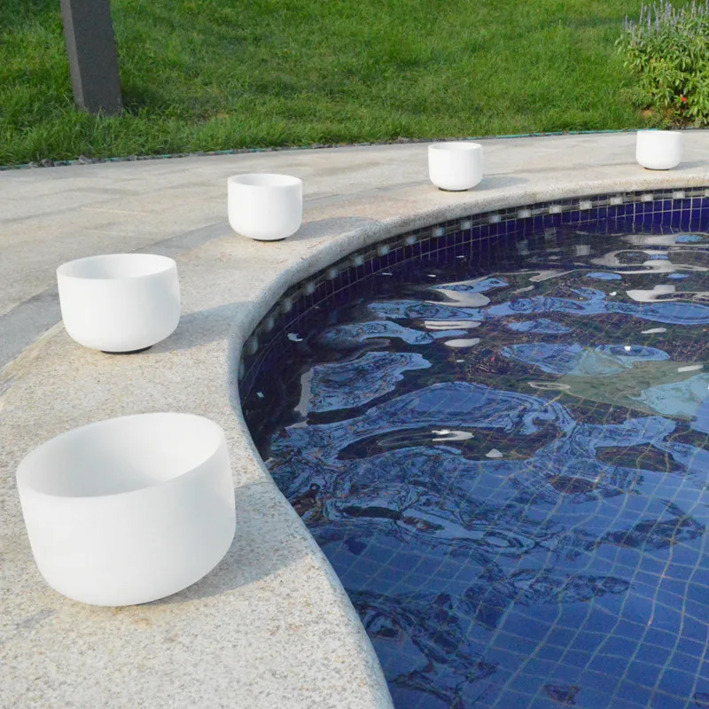 Набор Поющая чаш из матового кварцевого кристалла 8-14 дюймов с чакрами note C D E F G A B по низкой цене