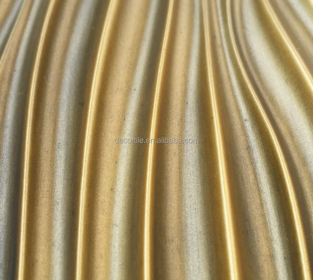 PLB-wave Faux tin classic style ancientry ceiling tiles antique brass embossed store  club decor wall panels