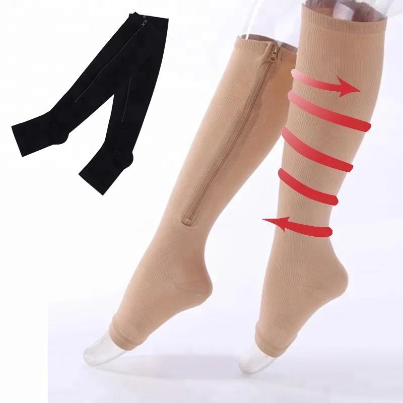 Женские модные однотонные компрессионные хлопковые носки на молнии поддержка ног на молнии сексуальный стиль с открытым носком женские Чулочно носочные изделия (60790149317)