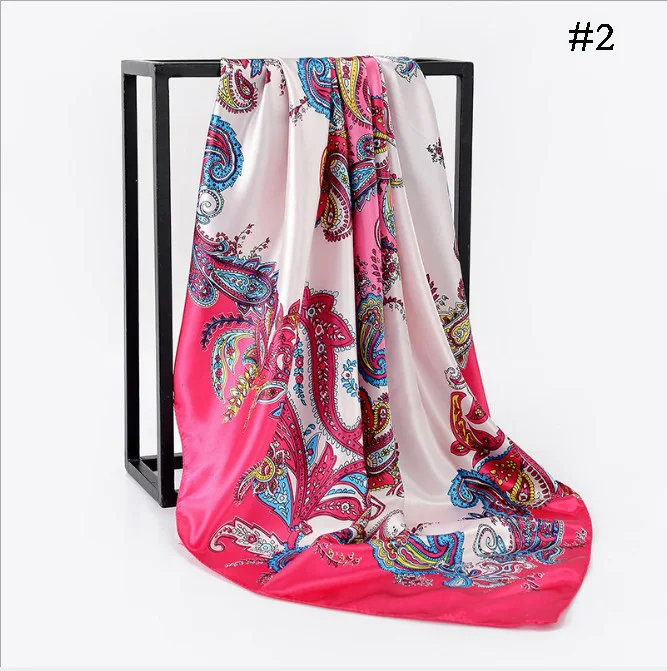 Hot selling cashew hijab spring summer elegant classic printing cashew large square silk scarf  90*90 cm