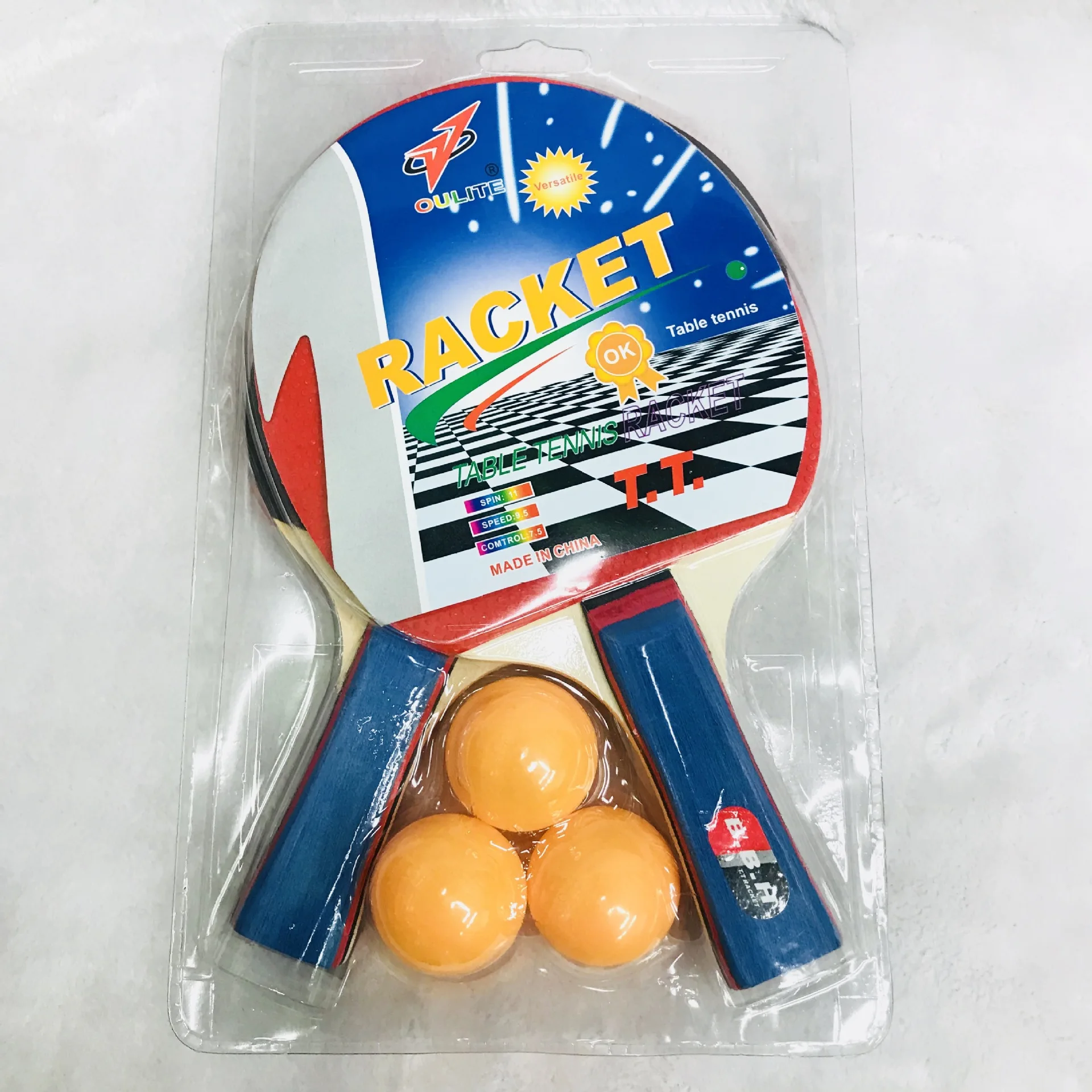 High Quality Wholesale Customized China Made 5-Star Poplar wood Rubber Table Tennis/Ping Pong Paddle/Racket with ping pong balls