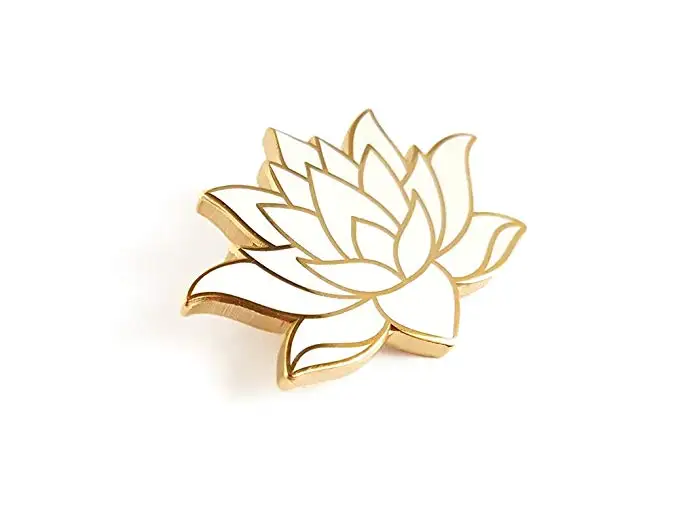 Hot selling custom white lotus flower shape hard enamel lapel pins