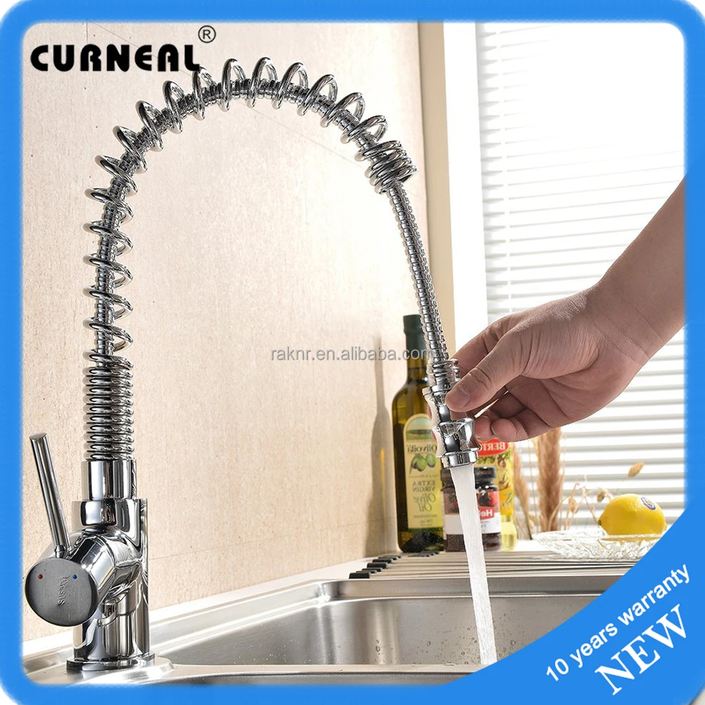 Chrome Plating Spring Kitchen Sink Mixer Faucet Pull out Flexible Taps