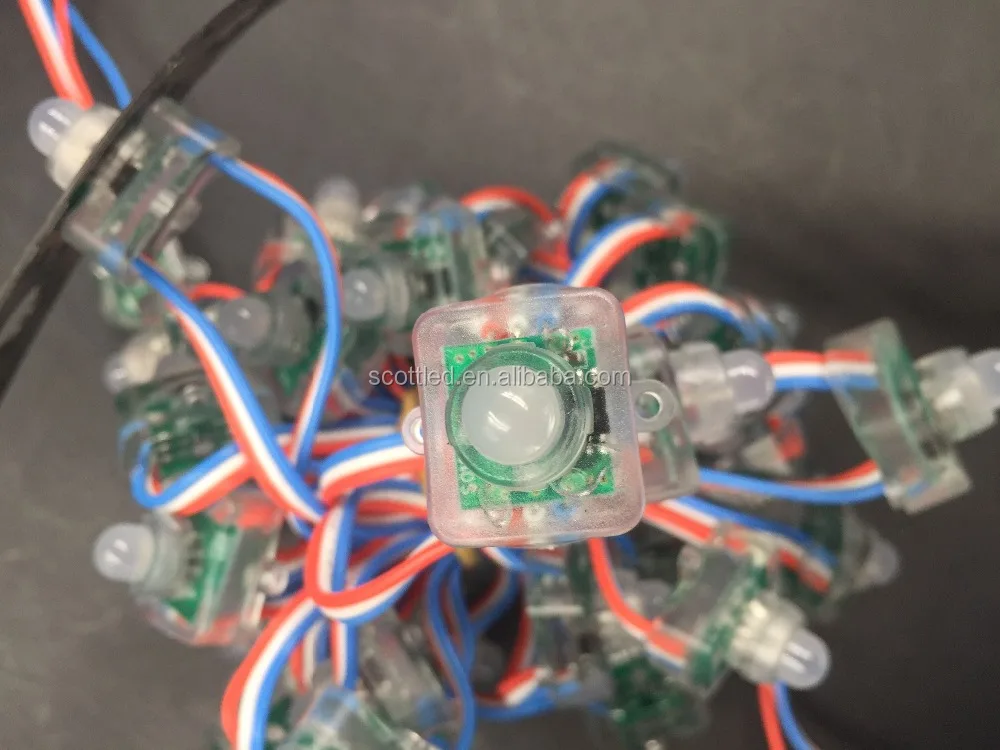 DC12V 100 count WS2811 Square Node 18awg Black waterproof Xconnect Pigtail smart RGB Pixel led string IP68