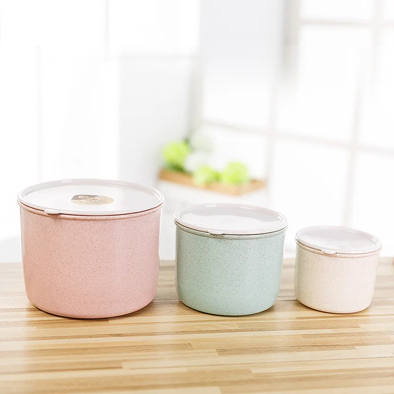M round shape food canister storage container with lid