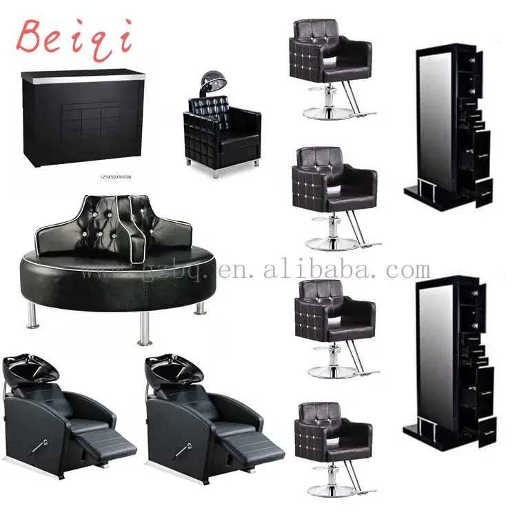 Luxury nail station furniture black pedicure chair with manicure table