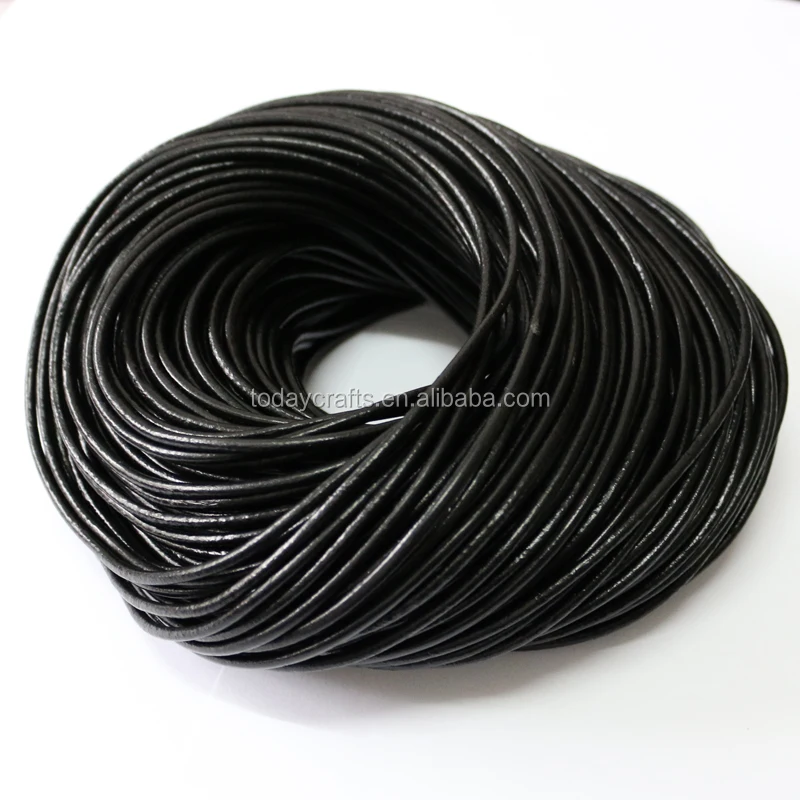 1,5 мм 2 мм Горячая Распродажа натуральный круглый черный металлический кожаный шнур для ювелирных изделий