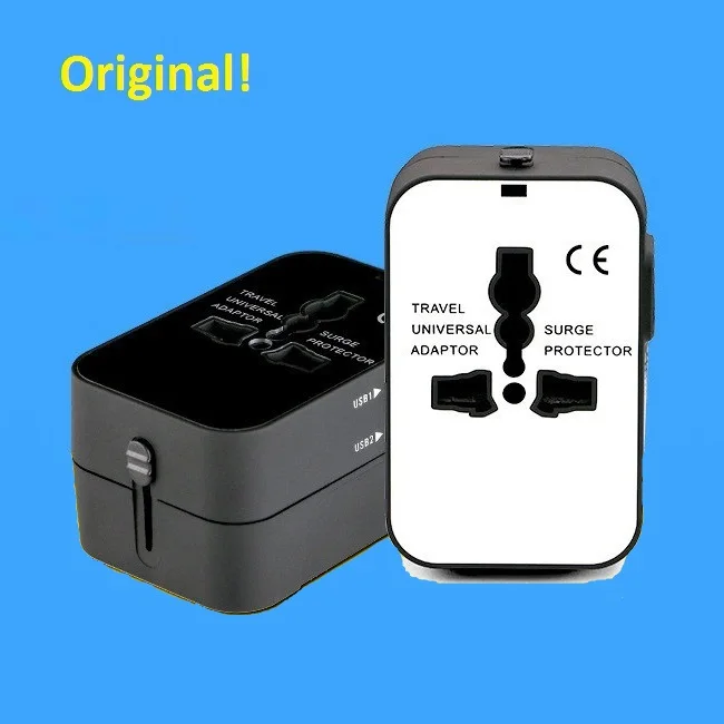 Original factory supplie ac power socket with fuse 2100mA dual usb US UK AUS EURO plug universal all in one travel adapter