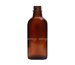 100ml amber flat square glass bottle with boston plastic childproof screw cap