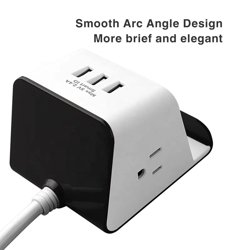 
2 Outlet Surge Protector Power Strip with phone holder and wireless charger wireless charging stand 
