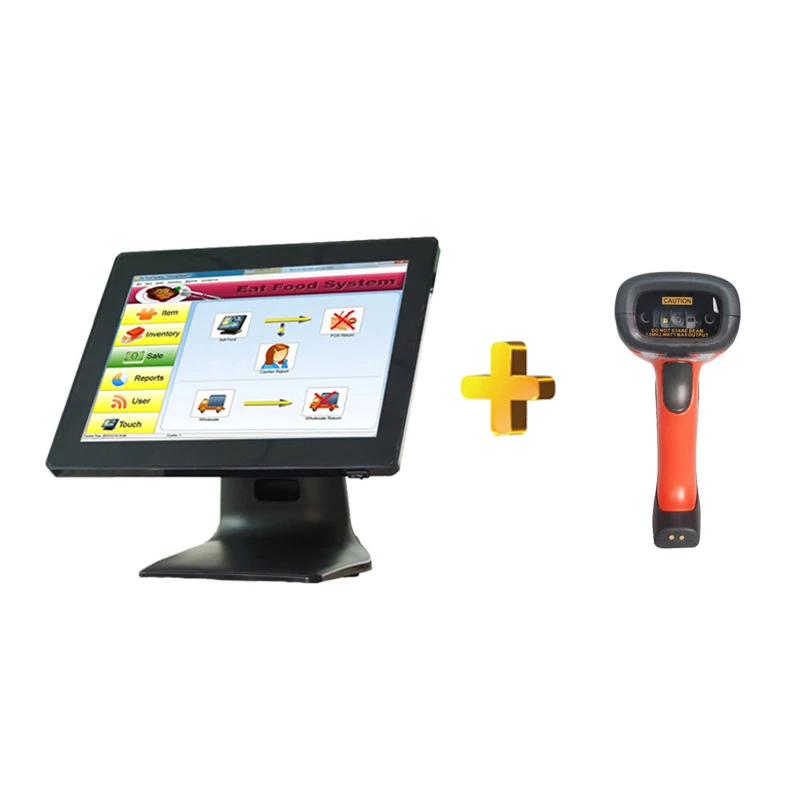 Горячая распродажа пять-проводной чистый экранвсе в одном POS-терминале c 2d сканер / машина денежного перевода / POS устройство