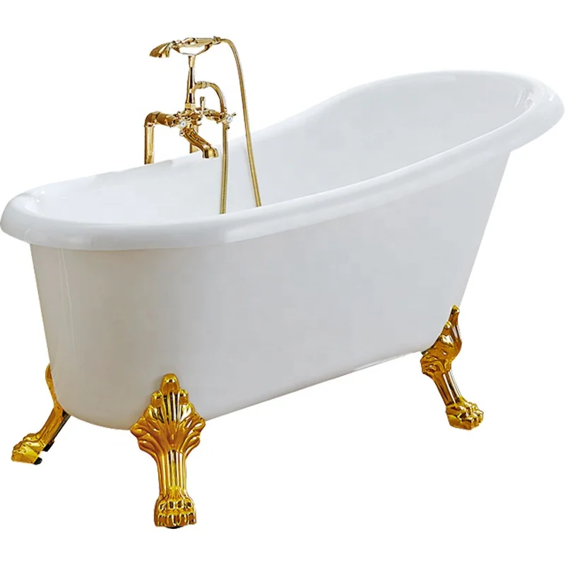 NINGJIE modern Simple design Acrylic free standing  Soaking Bathtubs with leg
