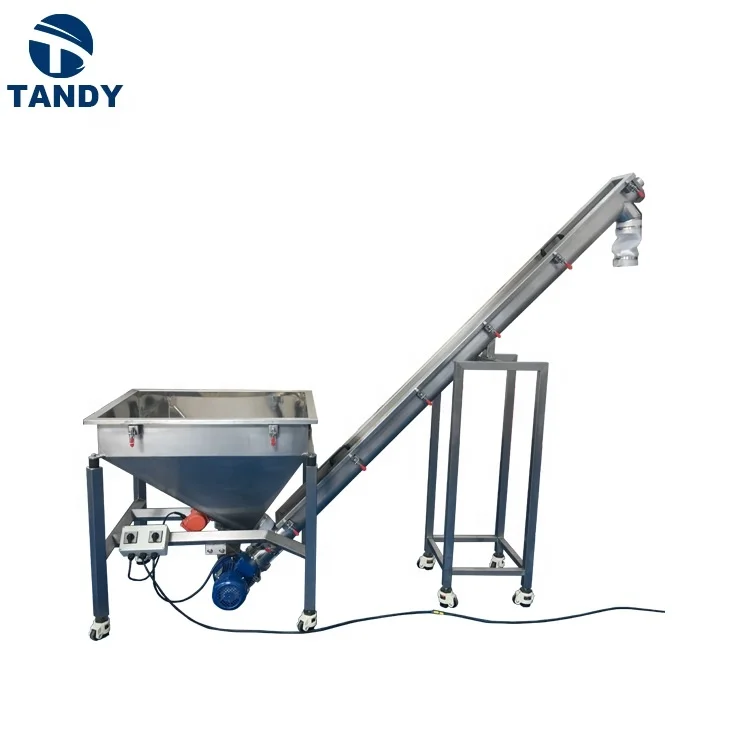 Cocoa powder transmission screw conveying feeder auger transporting machine with vibration hopper