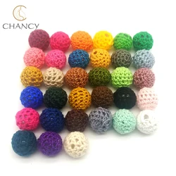DIY handmade jewelry accessories  20mm fiber crochet ball wood spacer beads