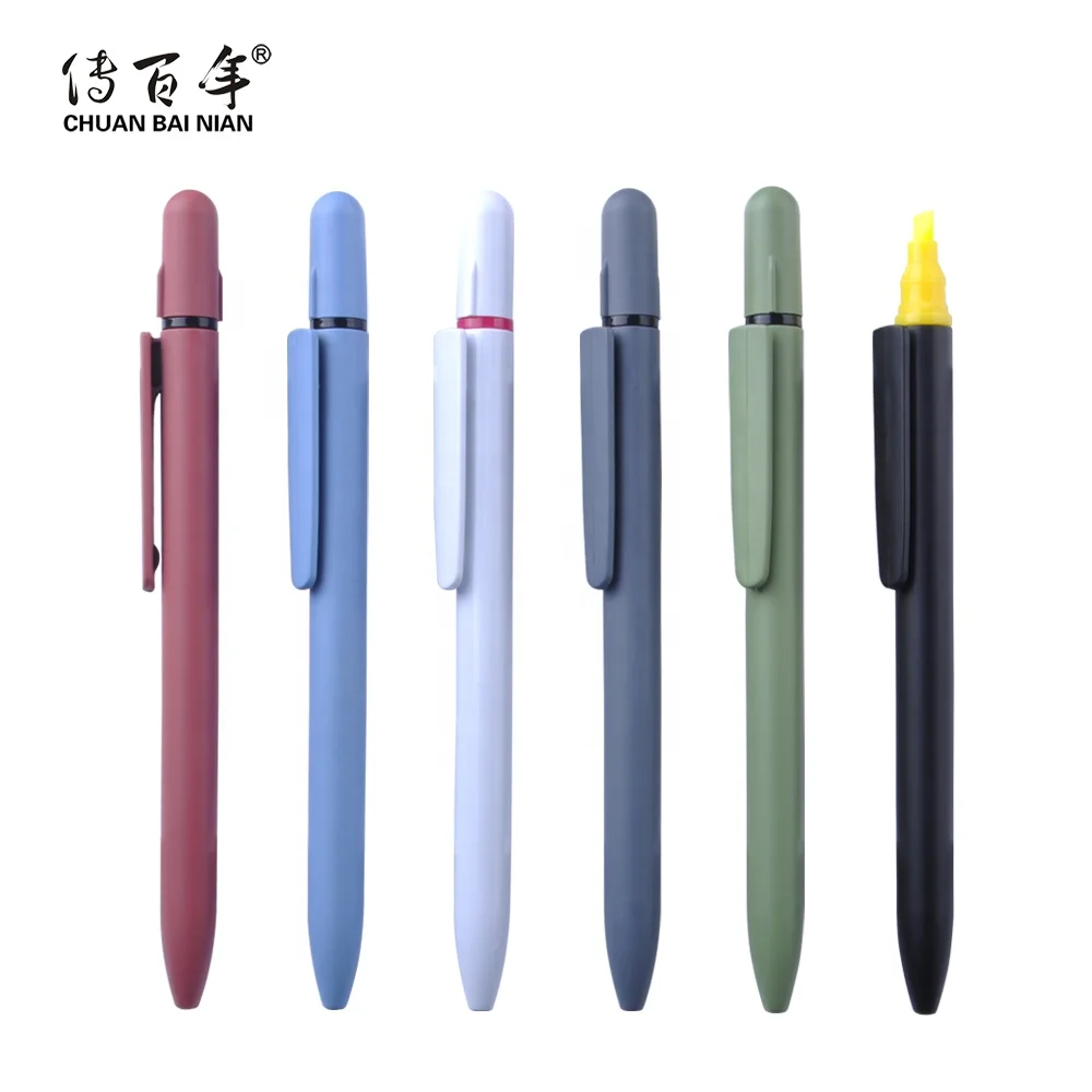 New Design Promotional Simple Double Side Ball Pen with Highlighter