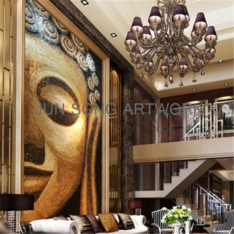 JS MRL-BD02 China Glass Mosaic Tile Buddha Mosaic Pattern Religious Wall Mural
