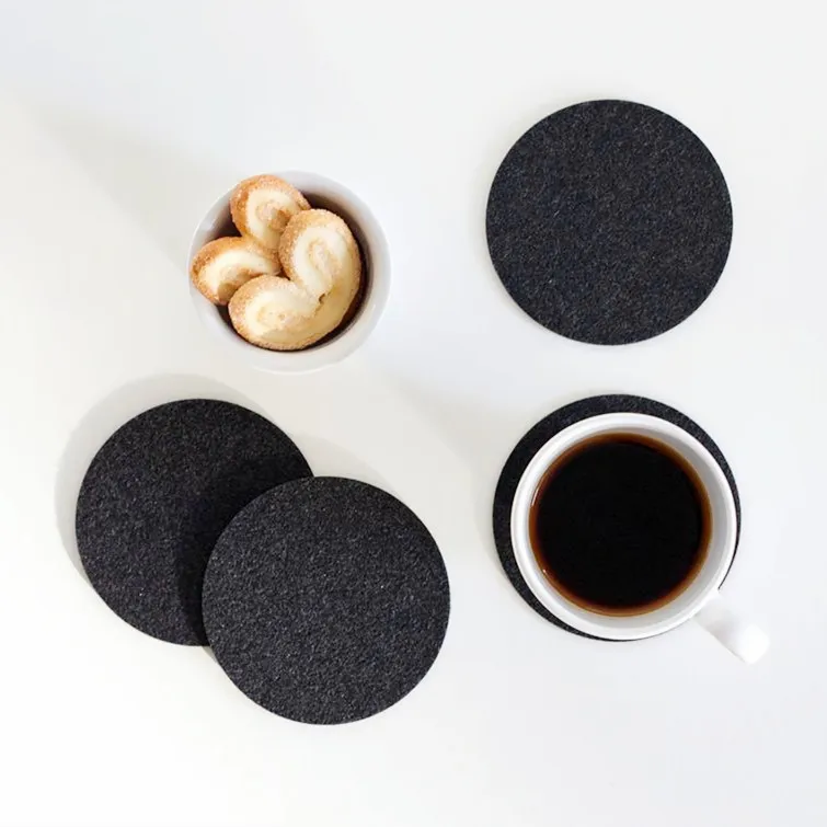 Customized Design Placement Cheap Black Drink Coasters Felt Coasters For Sale