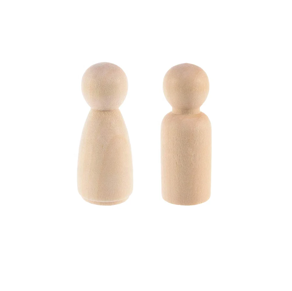 DIY craft unpainted custom natural wood Paint Set Unfinished Peg Doll