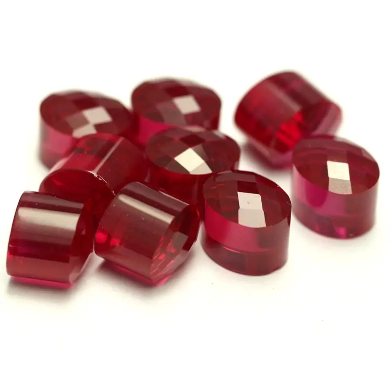 Customize Checker Cut Oval Thick Girdle Synthetic Ruby Heavy Stone