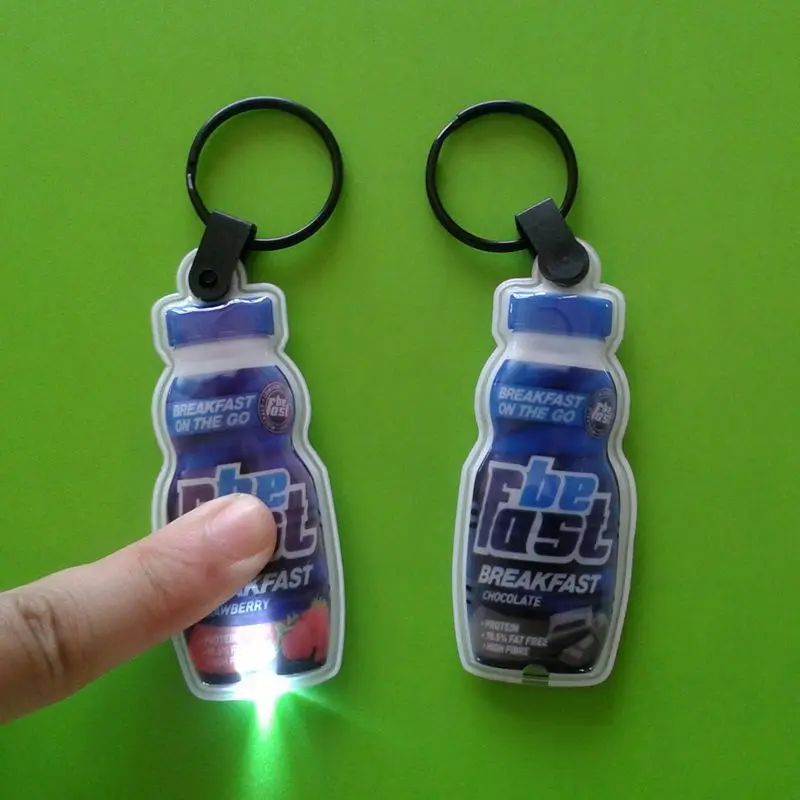 OEM Factory Bmw Quote Cob Led Bottle Keychain With Customized CMYK Printing Shape
