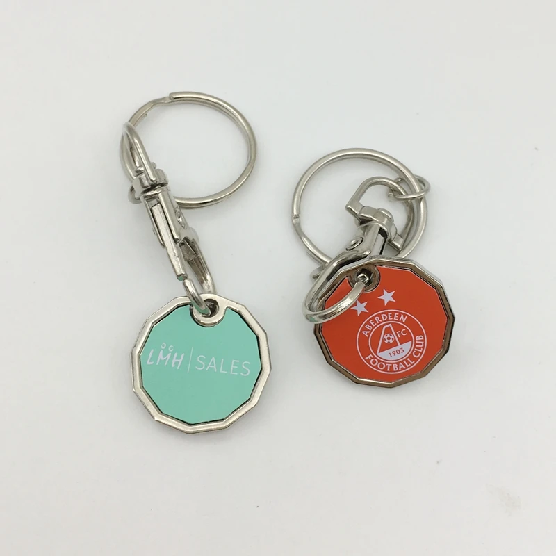2023 Hotsale Promotional Shopping Cart Trolley Coin Custom Metal Keychain Coin Holder